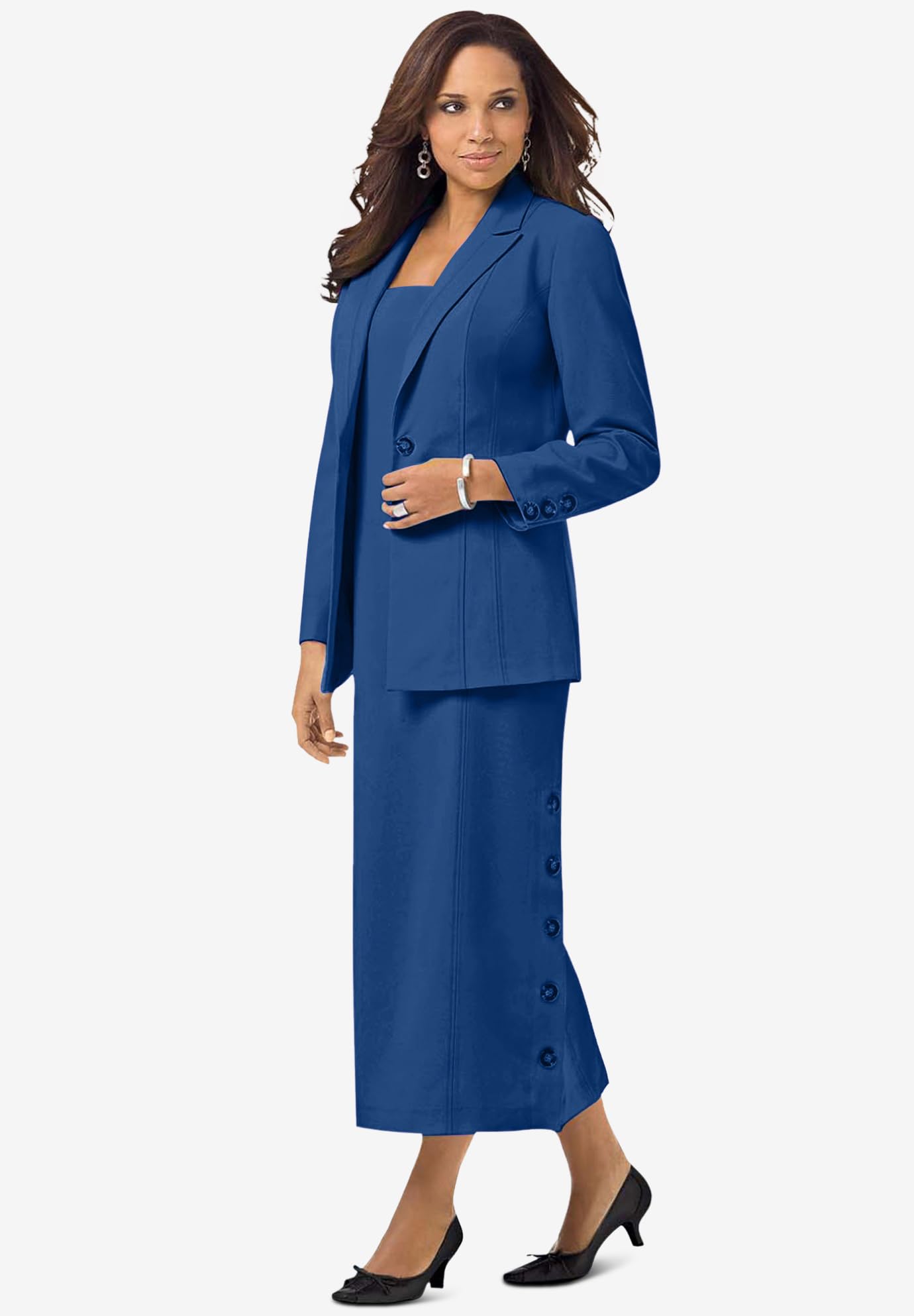 Romantic Women's Plus Size Side Button Blazer Dress - Elegant Office Wear & Formal Outfit for Work, Business Meetings & Special Occasions