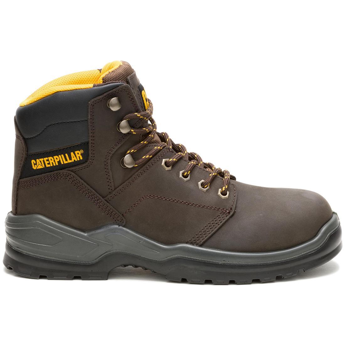 Striver Soft Toe Work Boots for Men - Comfortable Brown Leather Safety Shoes for Construction, Hiking & Outdoor Work