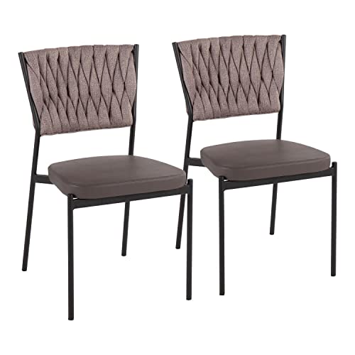 Grey Faux Leather, Light Brown Fabric