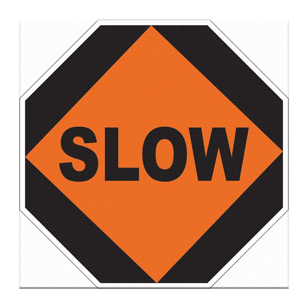 Black & Orange Anti-Slip Slow Floor Decals - 36 Inch Long Industrial Safety Signs for Warehouses, Factories & Business Areas - Non-Slip Hazard Warning Stickers for High Traffic Zones