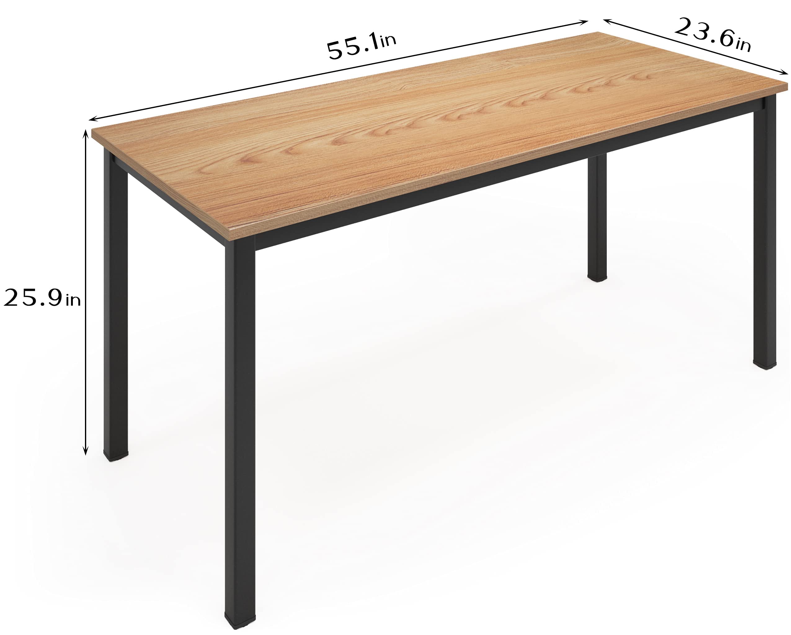 SogesHome 55 Inch Computer Desk - Sturdy Office Desk with Large Work Surface, Home Office Workstation & Writing Table in Teak Finish - Perfect for Remote Work, Gaming & Study Spaces