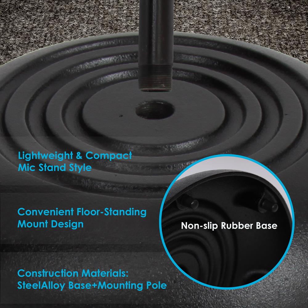 Compact Base Microphone Stand with Adjustable Height - Professional Studio Mic Stand for Podcasting, Singing & Recording - Perfect for Home Studios, Live Performances & Voice Overs