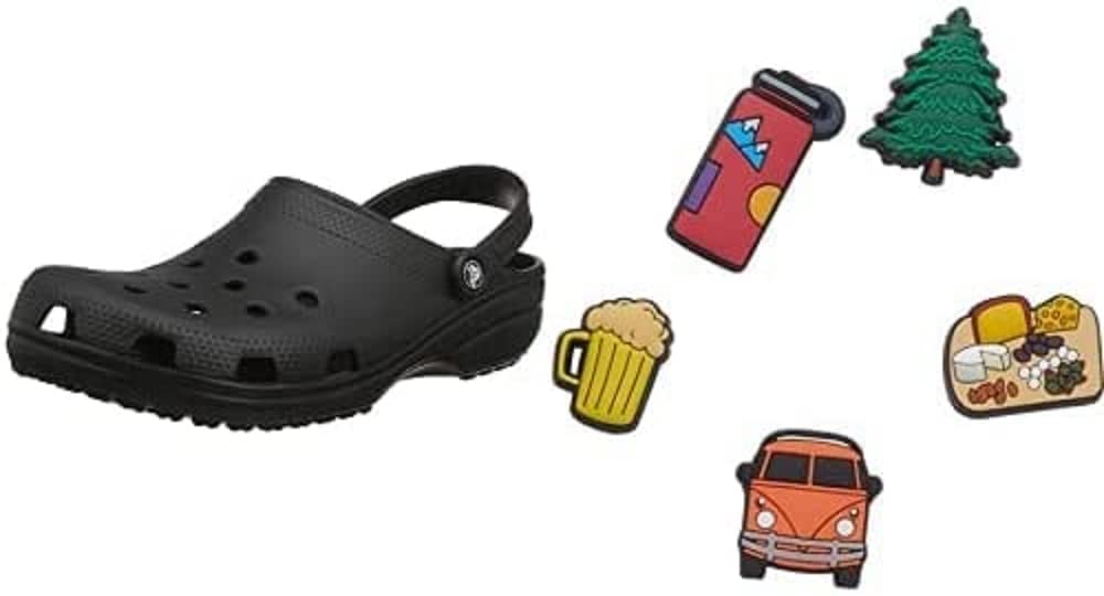 **Crocs Classic Clog for Men & Women with 5-Pack Jibbitz Charms - Comfortable Slip-On Shoes for Travel, Work & Casual Wear**