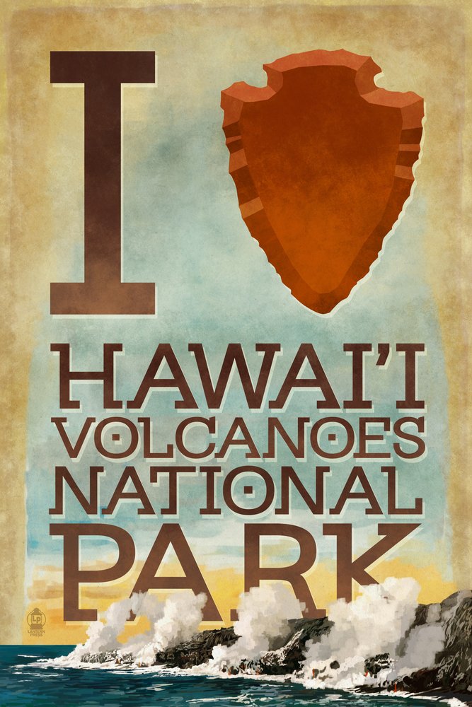 I Heart Hawaii Volcanoes National Park 49895 - 24x36 Signed Art Print, Wall Decor Poster for Living Room, Bedroom & Office