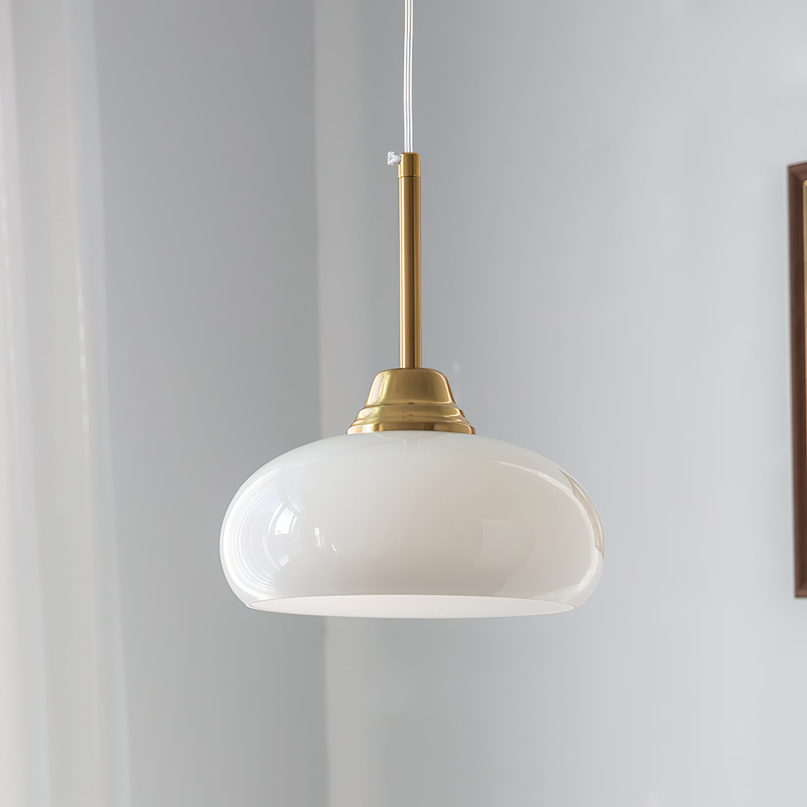 Modern Cream Glass Pendant Light - Elegant Hanging Chandelier for Kitchen Island, Dining Room & Bedroom Lighting - Dimmable LED Ceiling Fixture with Frosted Shade