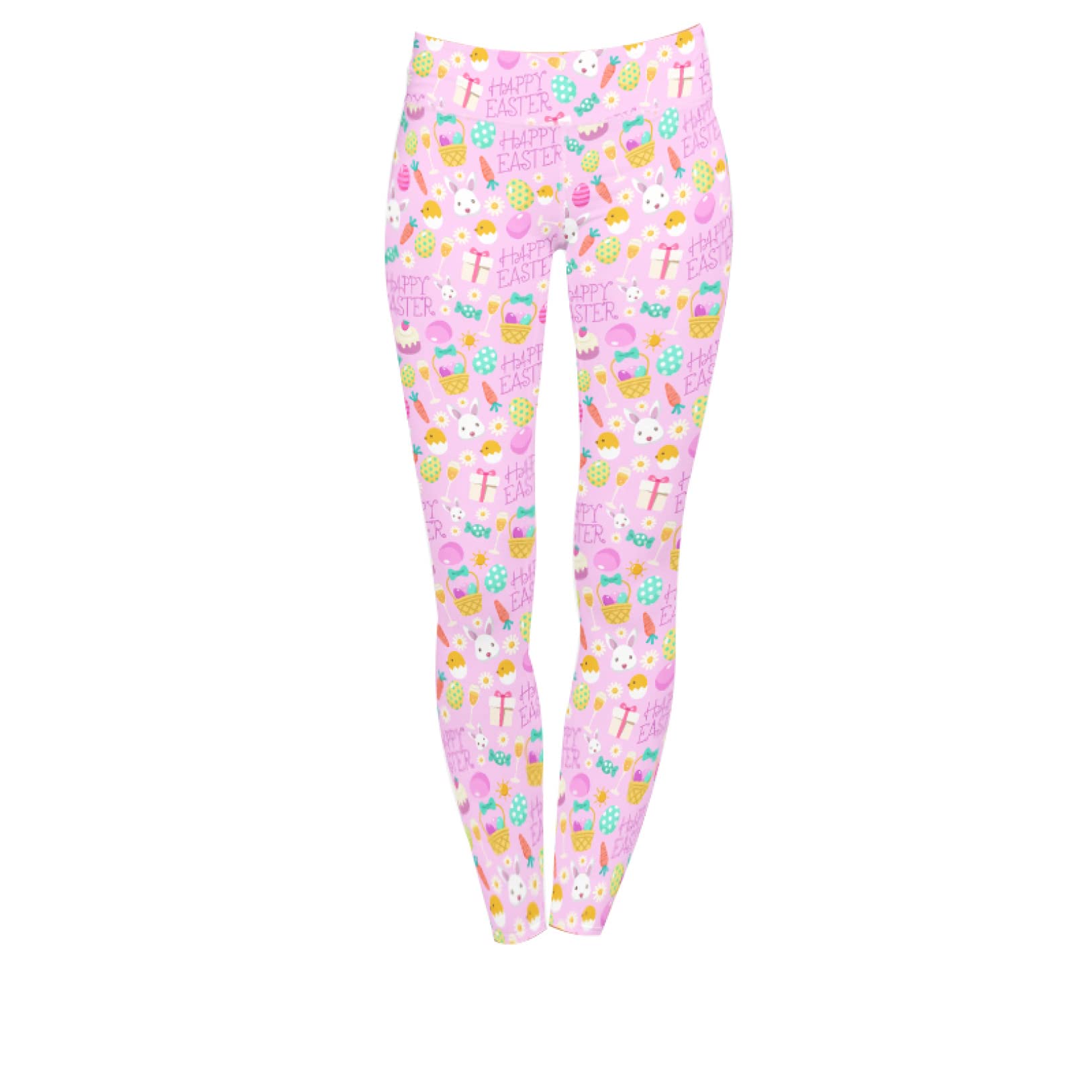 Plus Size High Waist Leggings for Women - 3D Rabbit Easter Print Jeggings with Colorful Egg Design | Comfortable Stretchy Yoga Pants for Casual Wear, Workout & Holiday Outfits