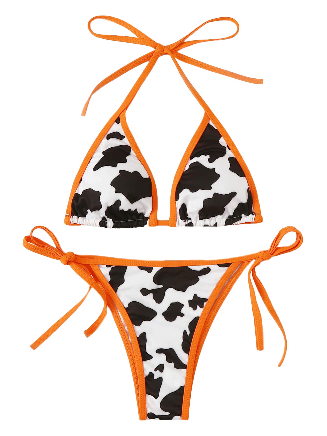 SweatyRocks Women's Color Block Bikini Set - Halter Leopard Swimwear for Beach & Pool