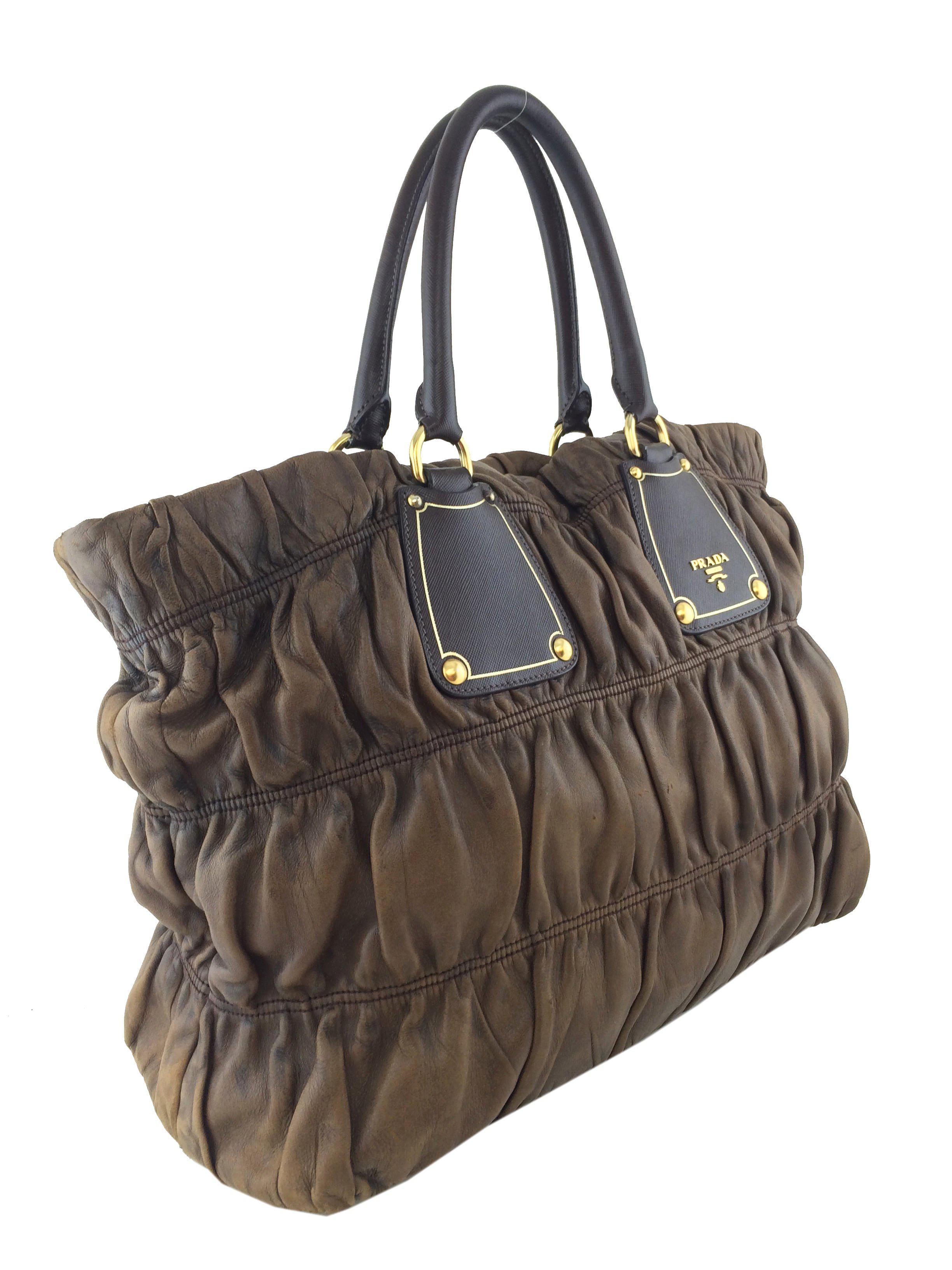 Prada Nappa Gaufre Antik Leather Tote Bag for Women - Luxury Designer Handbag for Work, Travel & Everyday Use