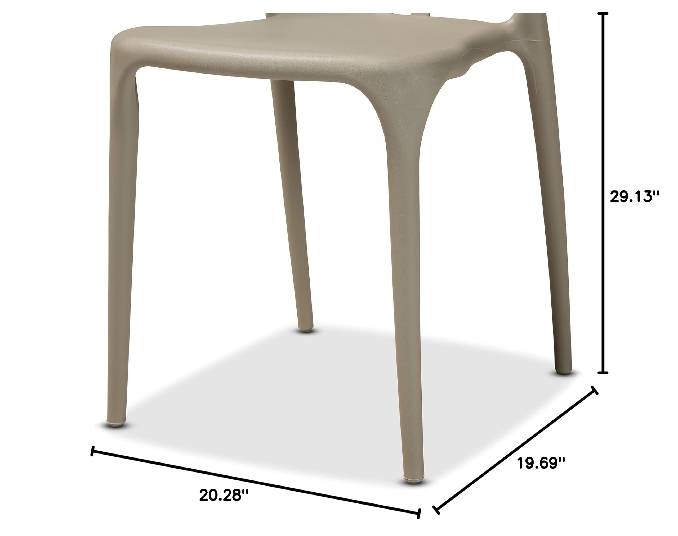 Baxton Studio Warner 4-Piece Modern Dining Chair Set - Beige Plastic Contemporary Kitchen Chairs for Dining Room, Breakfast Nook & Small Spaces