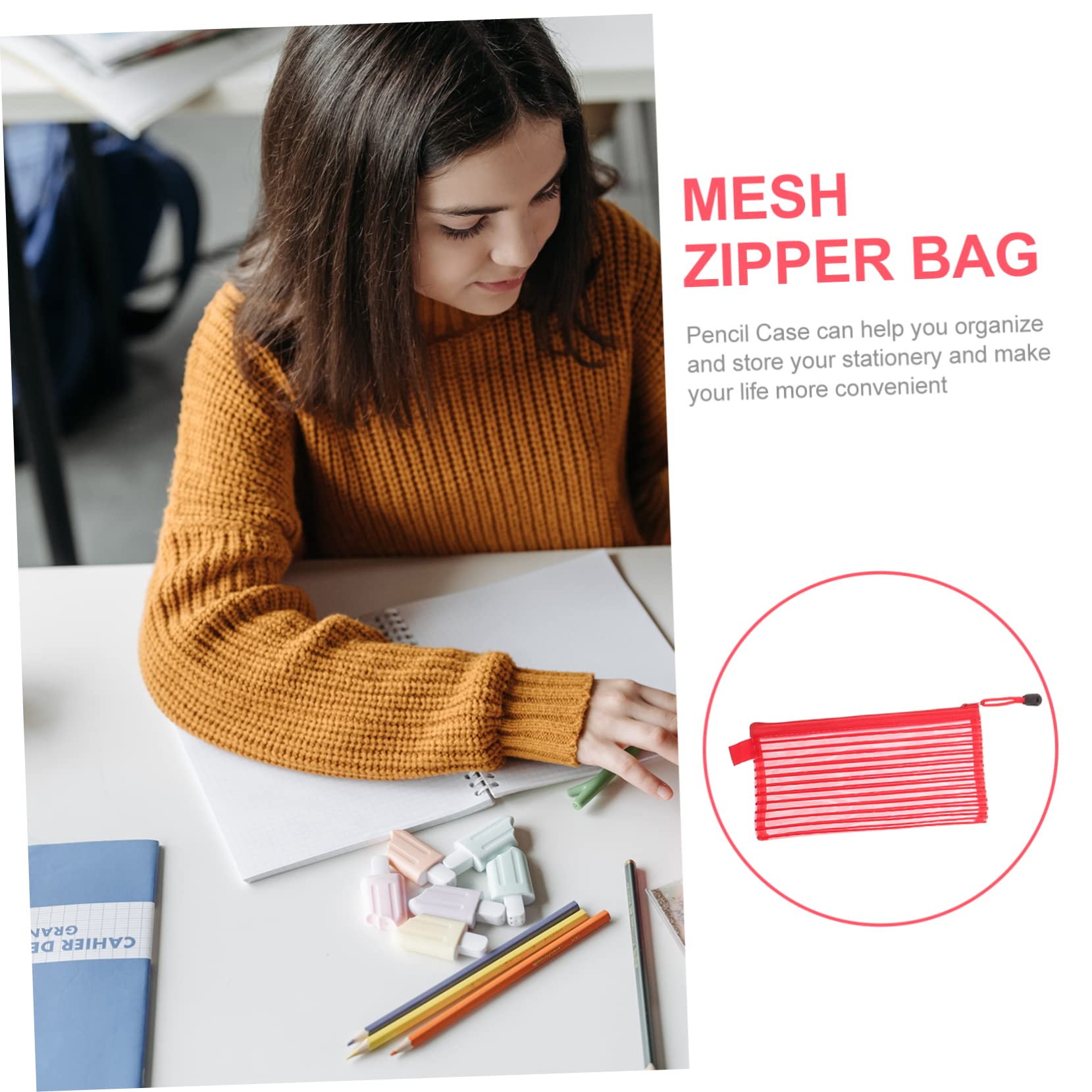 NUOBESTY 50 Pcs Mesh Document Pouch Organizer - Waterproof Bill Bags, High Capacity Pen Storage Envelopes for School, Office & Travel Supplies | Perfect for Students, Teachers & Professionals
