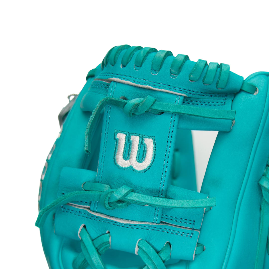 Wilson A2000 1786 Mahi 11.5 Inch Infield Baseball Glove - Premium Leather Teal & White - Perfect for Infield Practice, Games & Training