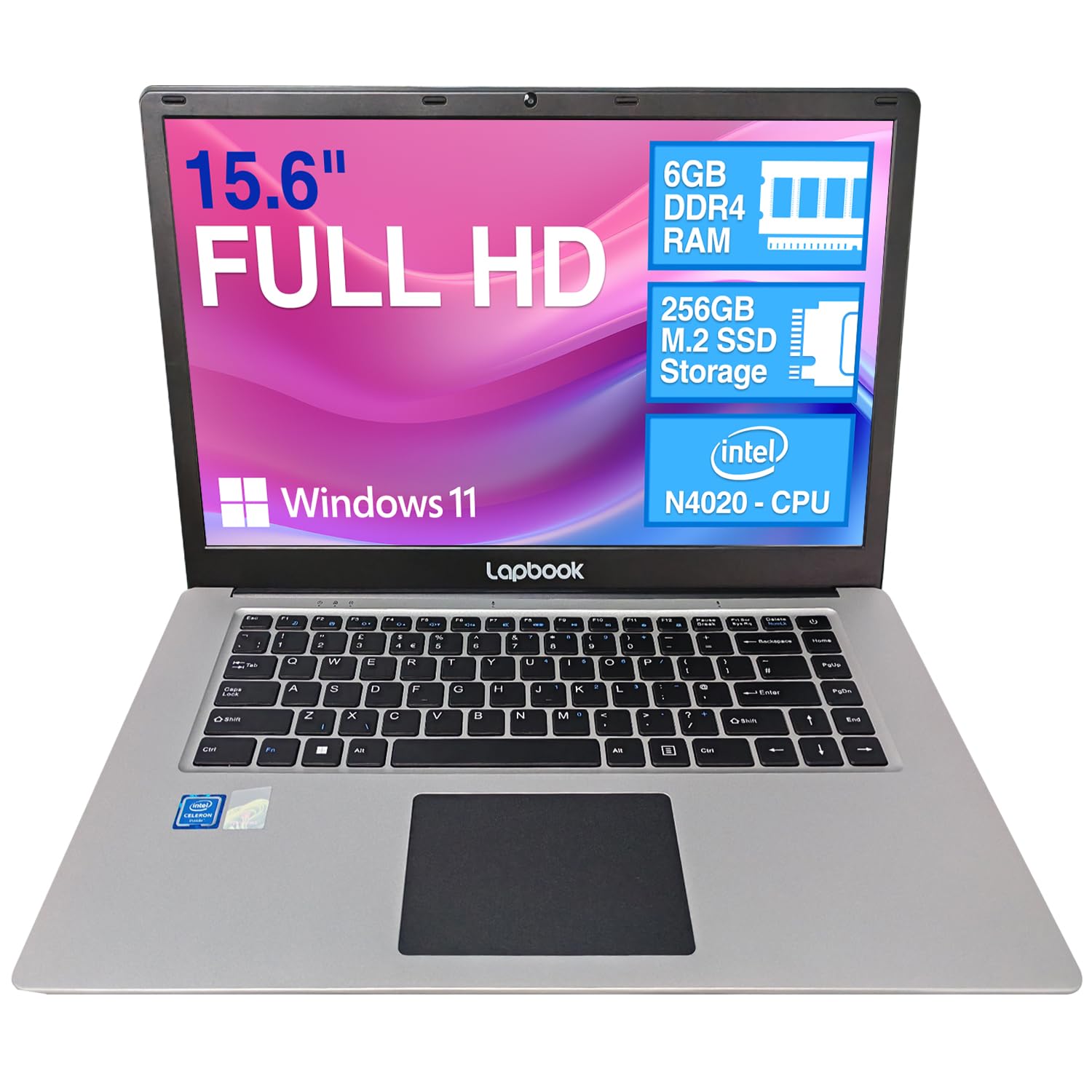 15.6 Inch Full HD Laptop - 6GB RAM 256GB SSD Windows 11 Home, WiFi, Webcam - Lightweight 15 Inch Notebook for Work, School & Travel | S15 N2 Model