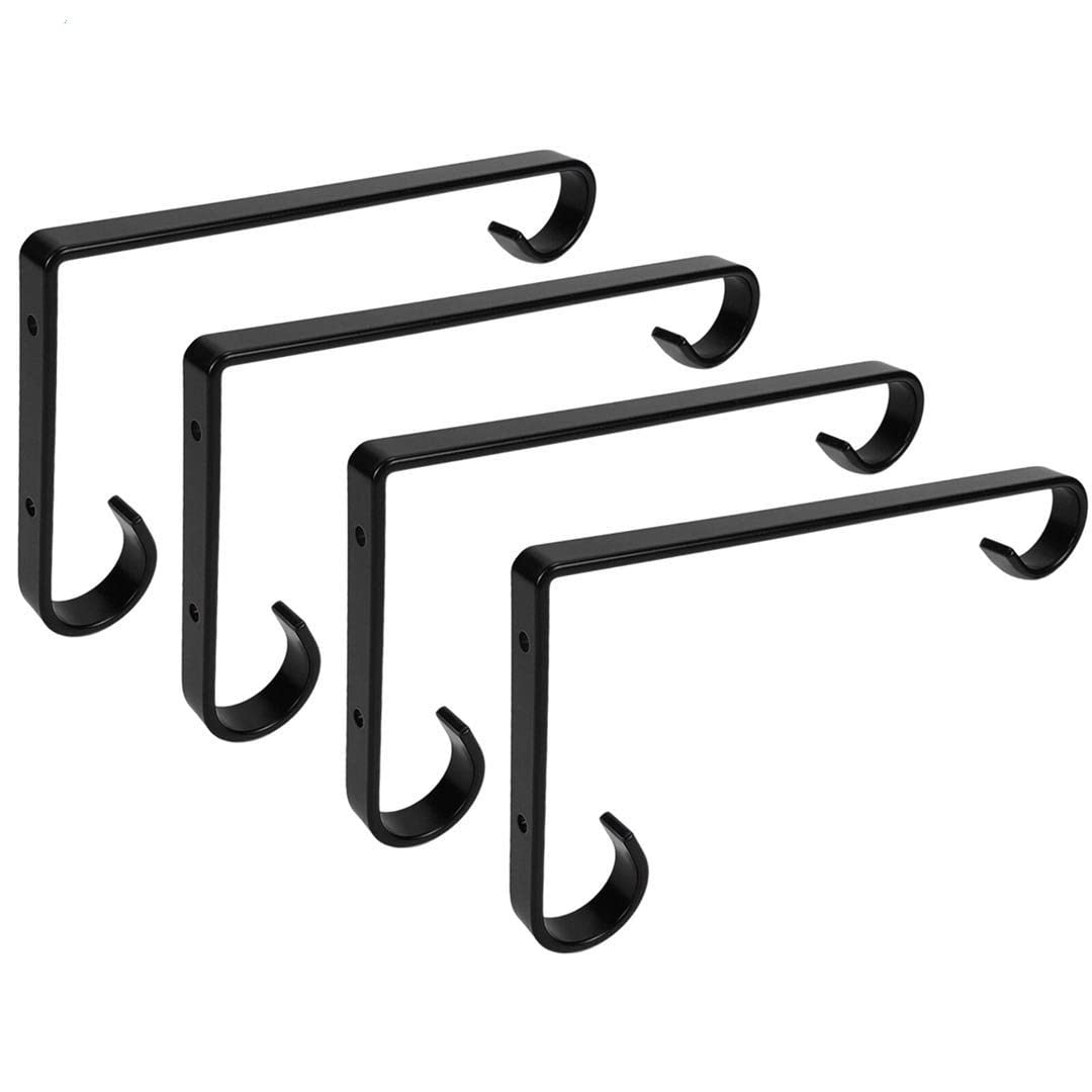 6 Inch Iron Wall Hooks for Plants - 4 Pack Heavy Duty Outdoor Plant Hangers, Lantern Hooks & Bird Feeder Brackets - Rust-Resistant Curved Hooks for Indoor/Outdoor Decor, Garden, Patio & Porch