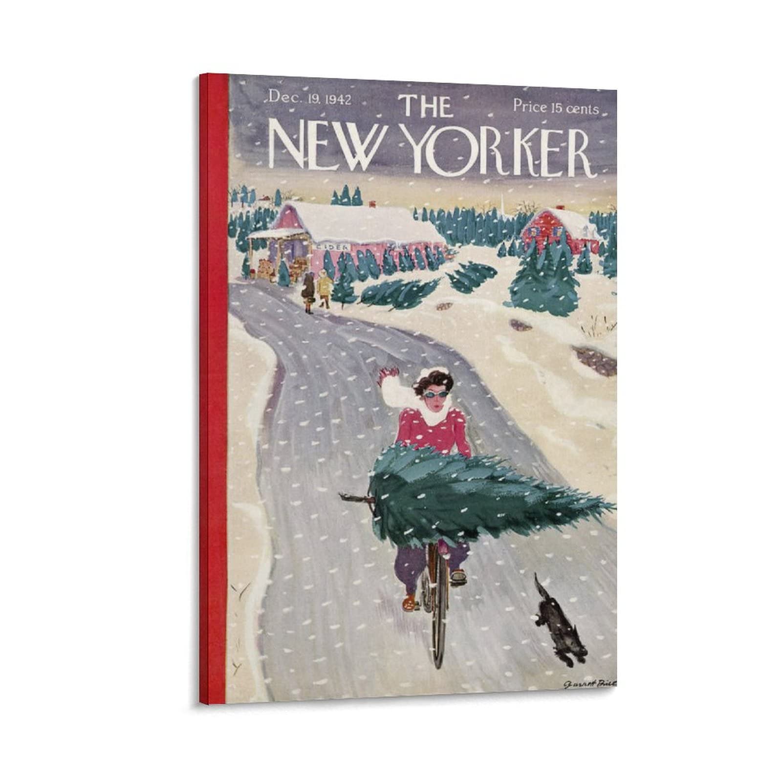 Vintage New Yorker December 9, 1942 Cover Poster - 20x30 Inch (50x75cm) Canvas Wall Art for Living Room, Bedroom & Office Decor - Framed Retro Aesthetic Painting - Perfect Gift for Home Decoration & Wall Art Lovers