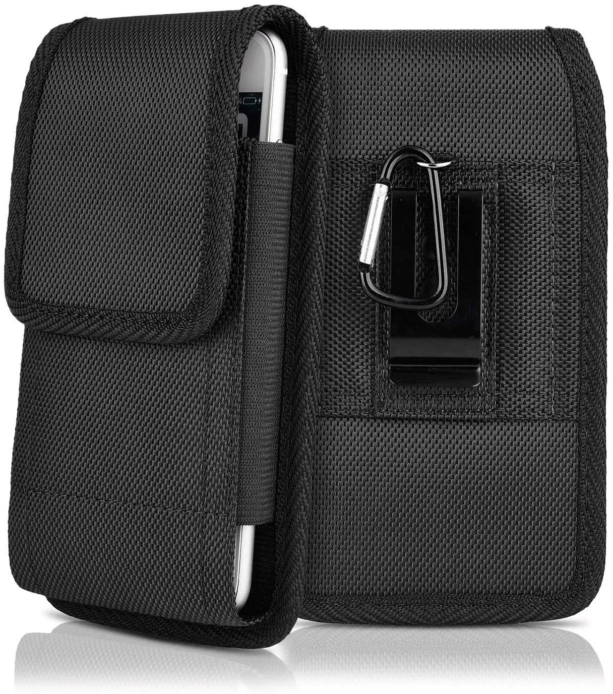 Durable Nylon Pouch Holster for iPhone 15/15 Pro/14/13/13 Pro/12/12 Pro/XR & Galaxy S23/S22/S24 - Vertical Belt Clip Holder Case for Everyday Carry, Outdoor Activities & Work Use
