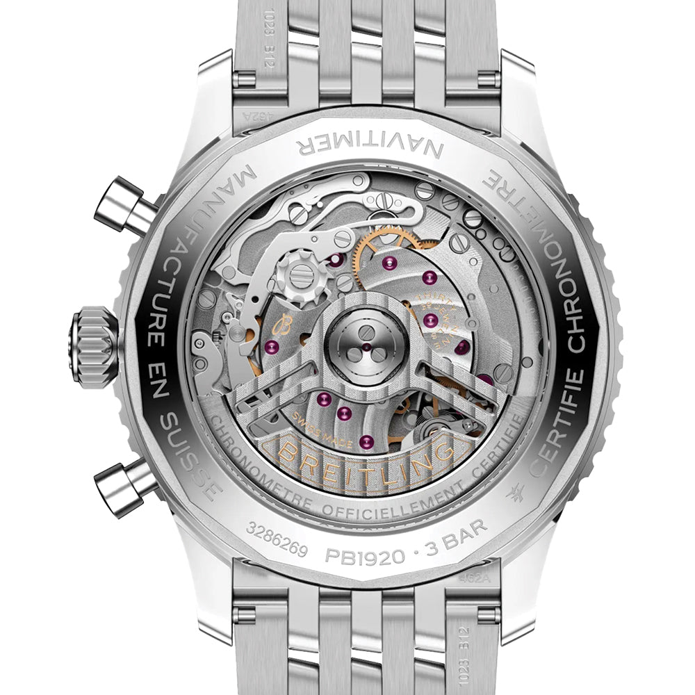 Breitling Navitimer B19 Chronograph Perpetual Calendar 43mm Blue Dial Men's Watch with Stainless Steel Bracelet - Luxury Aviation Timepiece for Pilots & Business Professionals
