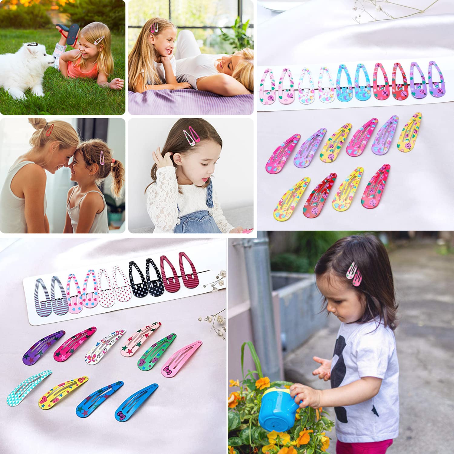 Melbees by Yellow Chimes 20-Piece Girls Hair Clips Set - Colorful Snap Clips & Tic Tac Hair Pins for Kids - Cute Hair Accessories for School, Parties & Everyday Wear