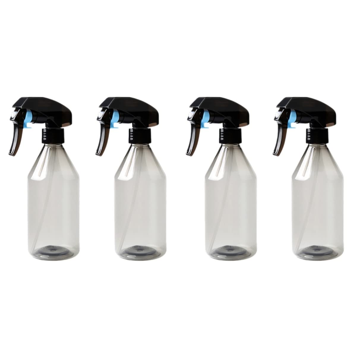 FRCOLOR 4pcs Trigger Spray Bottles for Hairdressing & Barber - Leak Proof Empty Fine Mist Dispenser for Hair, Garden, Makeup & Cleaning - Transparent Salon & Home Use (Black)