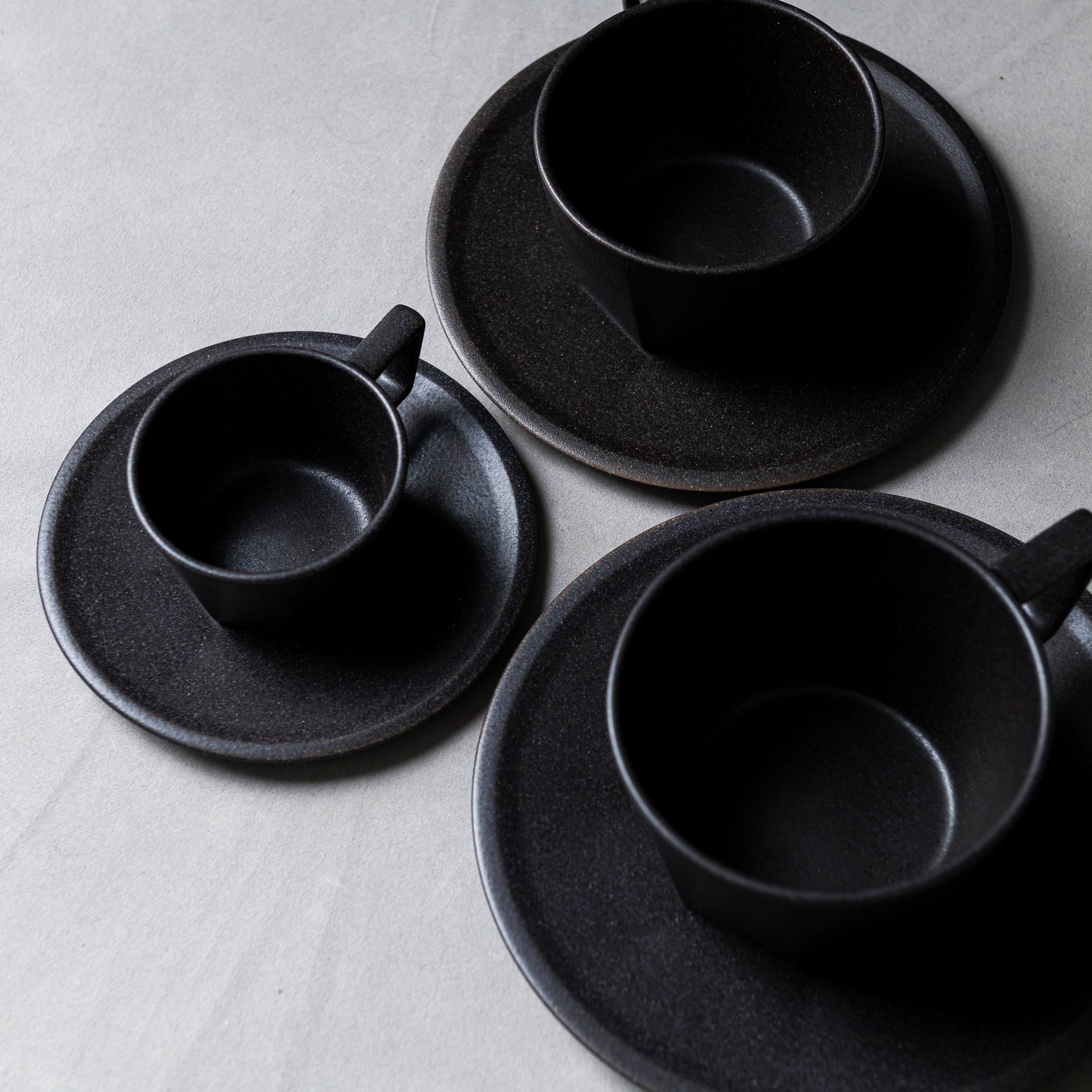 Kinto Oct Cup & Saucer Set - 80ml Ceramic Coffee Cup with Saucer, Black - Perfect for Espresso, Tea & Home Decor