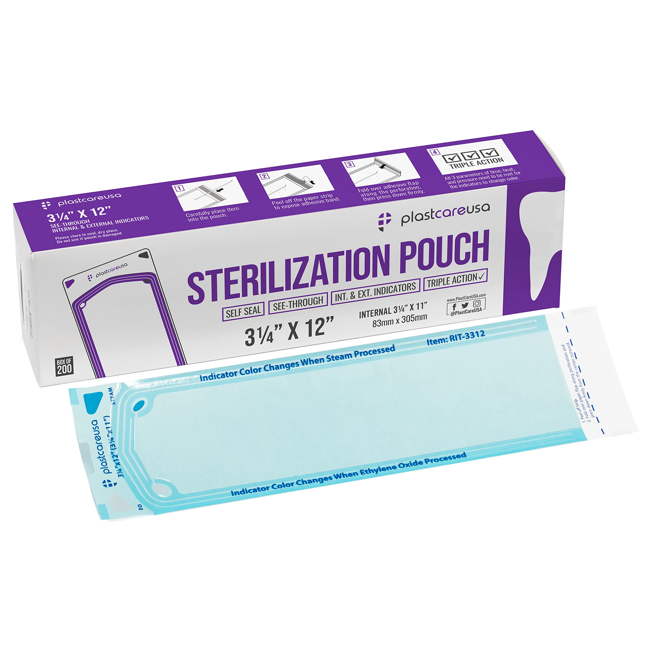 2000 Bulk Sterilization Pouches for Medical & Dental Instruments - Autoclave Bags (3.25