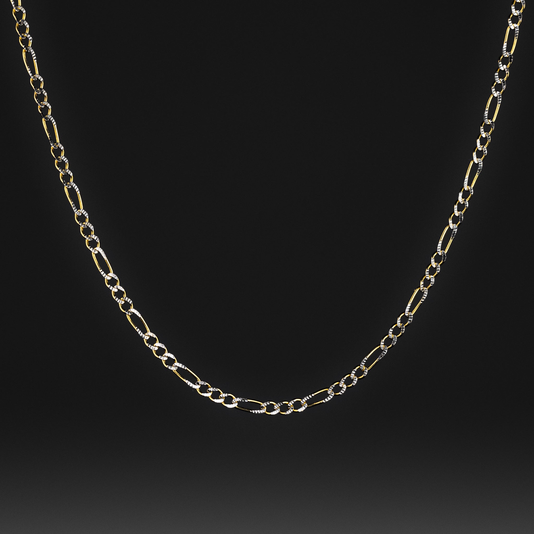 2.1mm Gold Diamond Cut Figaro Chain Necklace for Men & Women - Model 0123 | Elegant Jewelry Gift for Birthday, Anniversary & Special Occasions