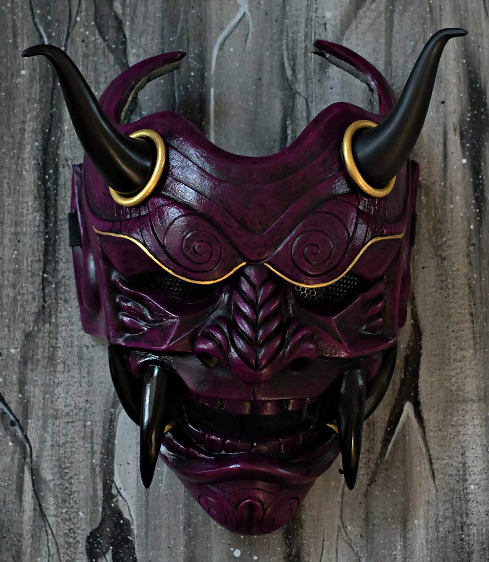 Samurai Demon Oni Airsoft Mask - Full Face Protection for BB Guns, Tactical Cosplay & Halloween Costume - Ninja Warrior & Evil Character Roleplay (Model DA08) - Perfect for Airsoft Battles, Cosplay Events & Themed Parties