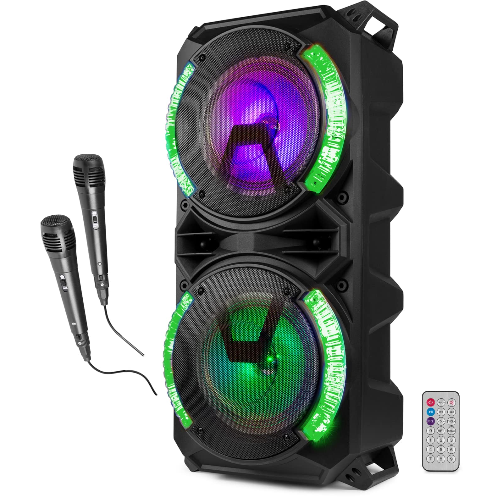 Fenton LIVE280 Portable Bluetooth Speaker with LED Lights - 900W Powerful Sound, 2 Microphones, Trolley & Wheels, USB/SD/AUX Inputs, Bluetooth 5.0 - Perfect for Outdoor Parties, DJ Events & Home Entertainment