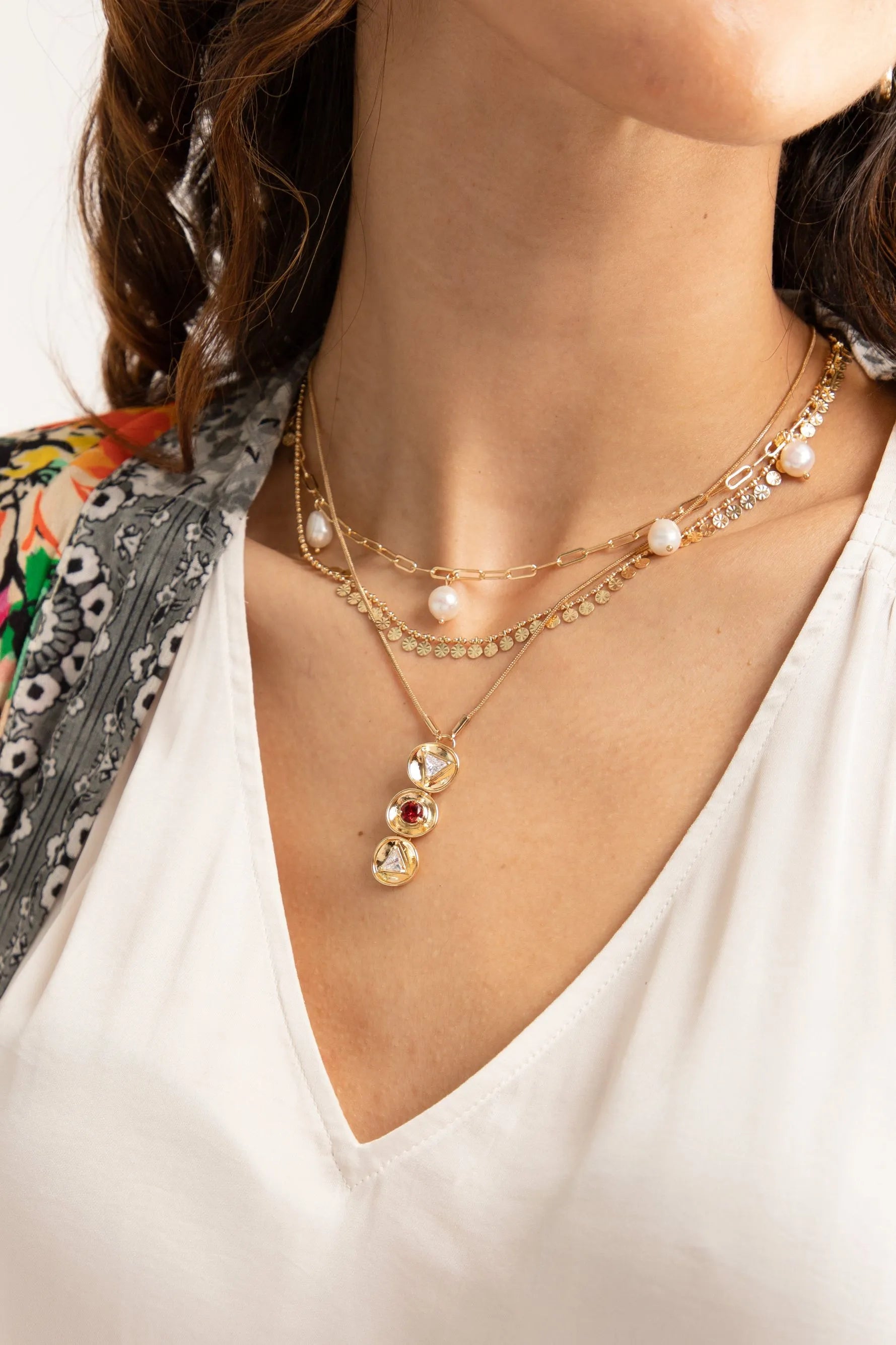 Three Charm Gold Plated Pendant Necklace for Women - Elegant Layered Jewelry Gift for Birthday, Anniversary & Valentine's Day | Perfect for Everyday Wear & Special Occasions