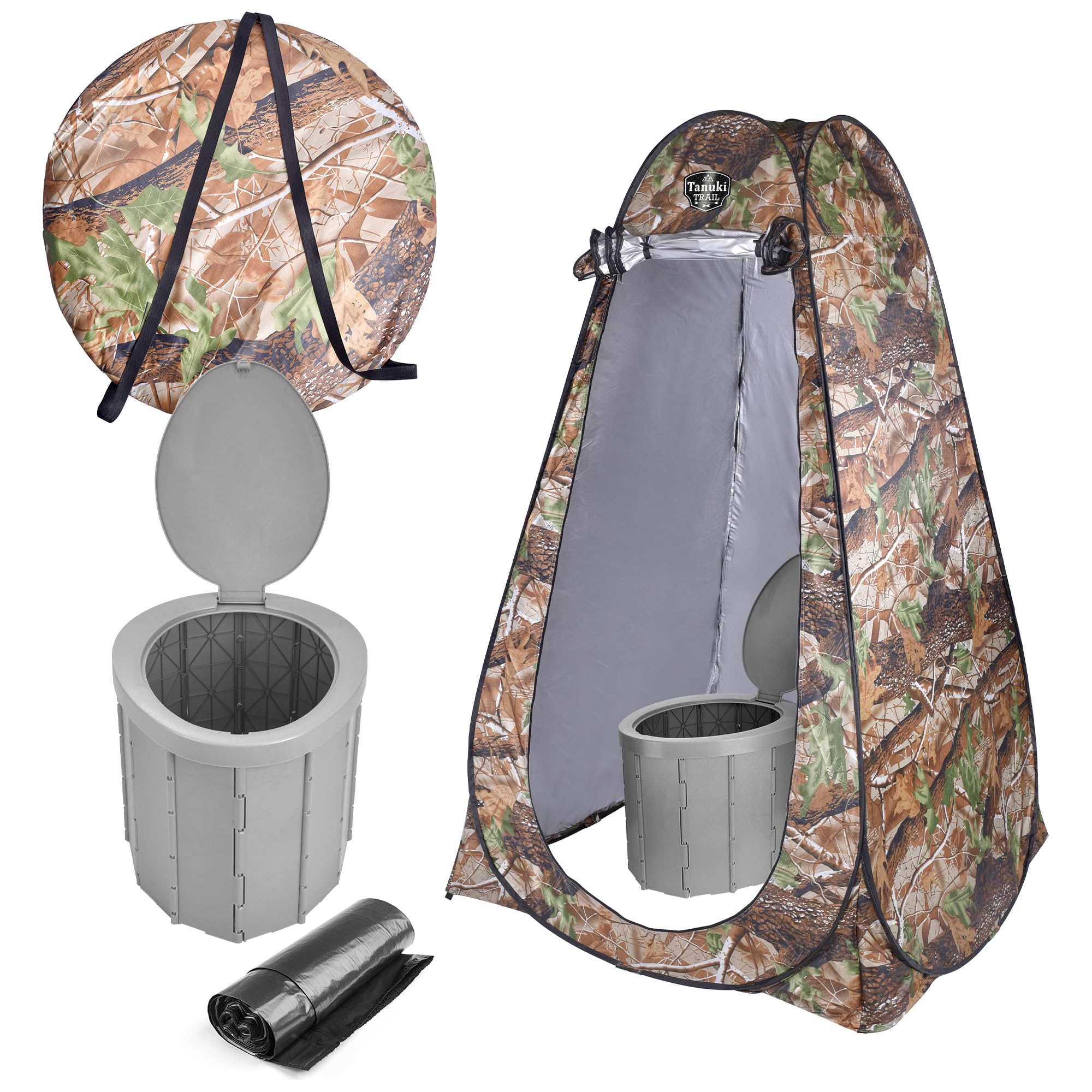 Waterproof Portable Camping Toilet Tent for Adults - Outdoor Privacy Bathroom Shelter with 12 Waste Bags - Lightweight & Compact Porta Potty for Camping, Hiking, RV Trips & Emergency Use