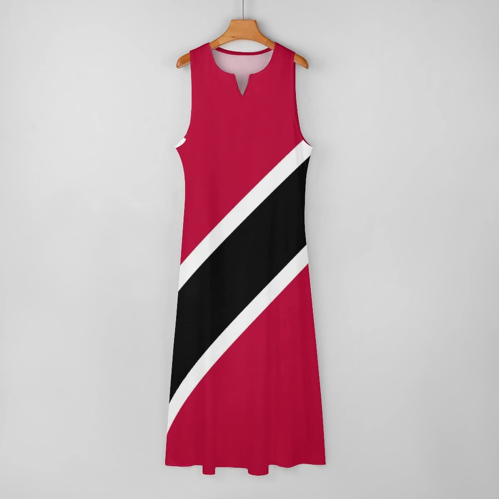 Women's Long Summer Dress with Trinidad and Tobago Flag Print - Casual V-Neck Shift Dress for Beach, Vacation & Patriotic Events
