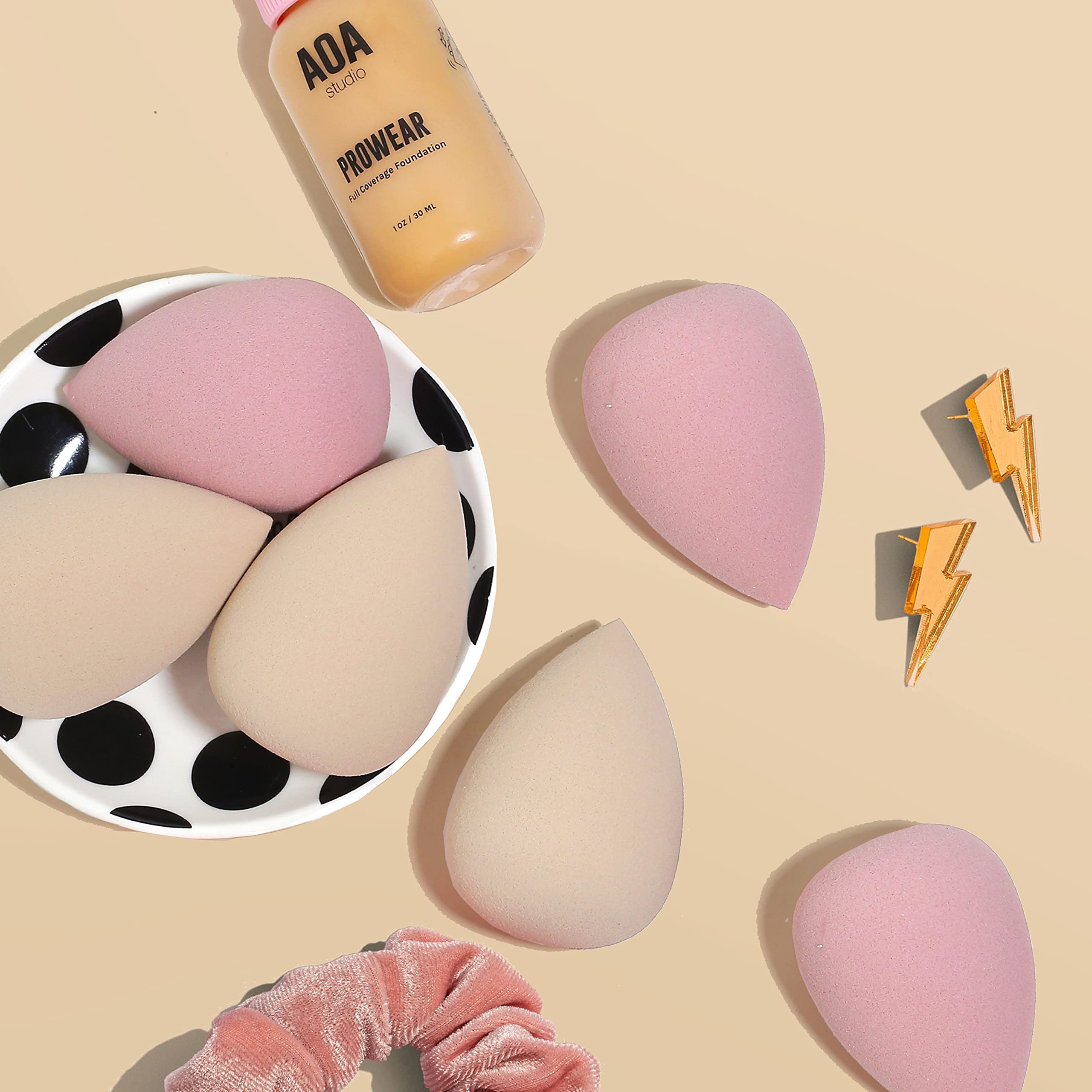 AOA Studio Makeup Mochi Sponge Set - 6 Pack Latex-Free Beauty Blenders for Powder, Cream & Liquid Foundation - High Definition Cosmetic Sponges for Flawless Makeup Application at Home or Professional Use