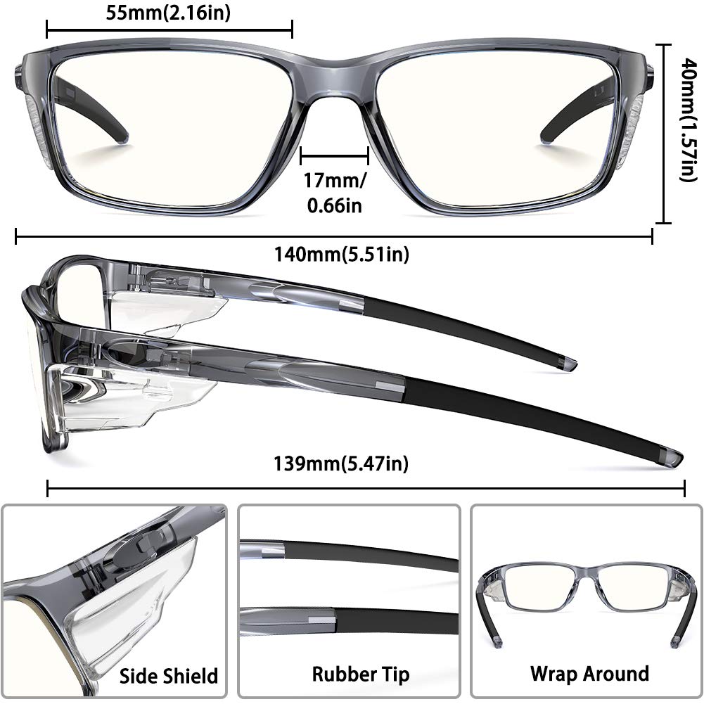 CAXMAN Blue Light Blocking Glasses for Computer, Gaming & Sleep - Detachable Side Shields - Reduce Eye Strain & Improve Sleep - Perfect for Office Work, Online Classes & Nighttime Screen Use