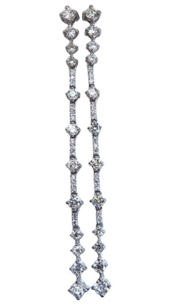 1.80ct Natural Diamond Dangle Earrings in 14K Gold - Elegant Drop Earrings for Women, Perfect for Weddings, Parties & Special Occasions