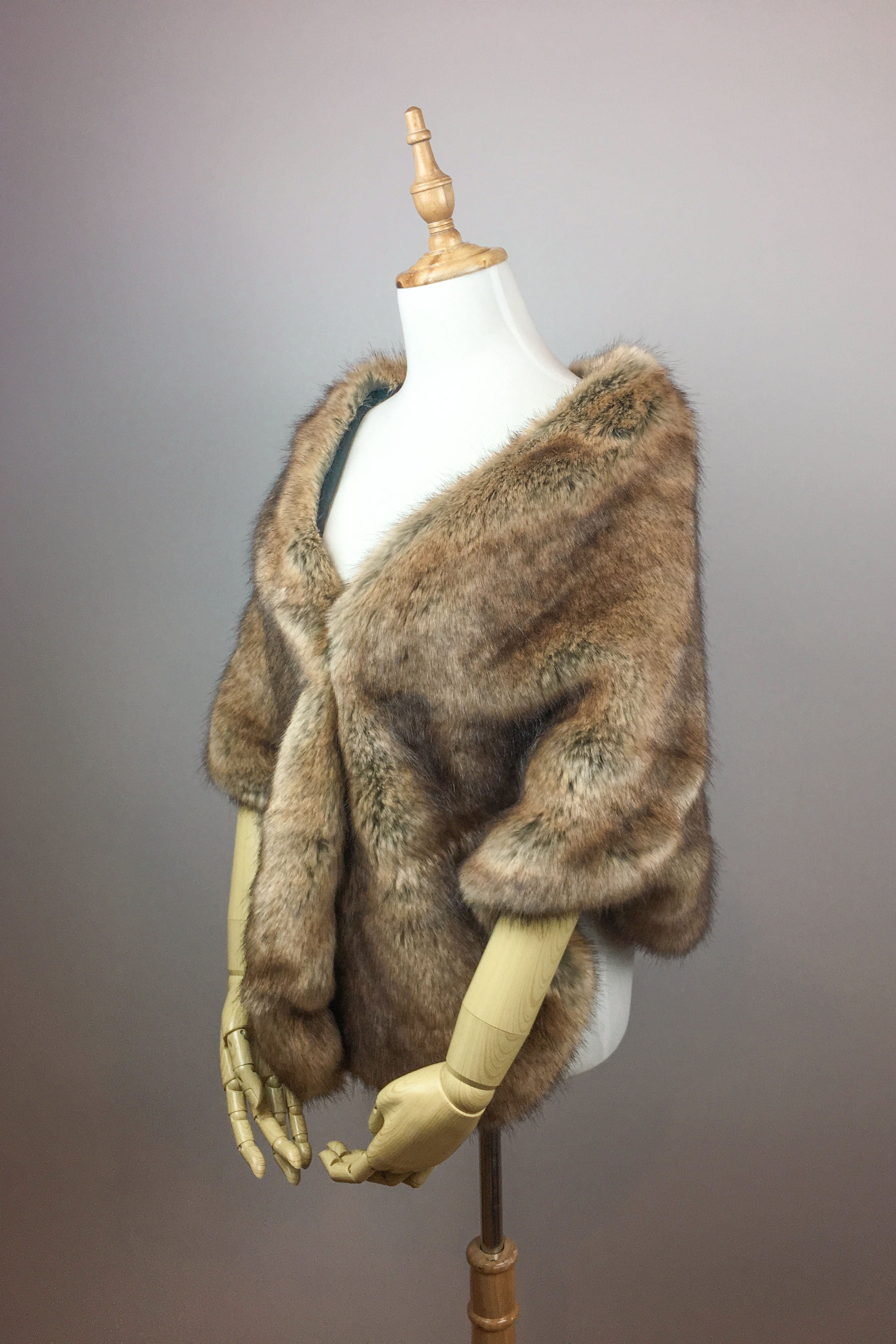 Brown Faux Fur Shawl Wrap - Soft Winter Scarf for Women (Butterfly Brw04) - Perfect for Cold Weather, Evening Outfits, and Holiday Parties