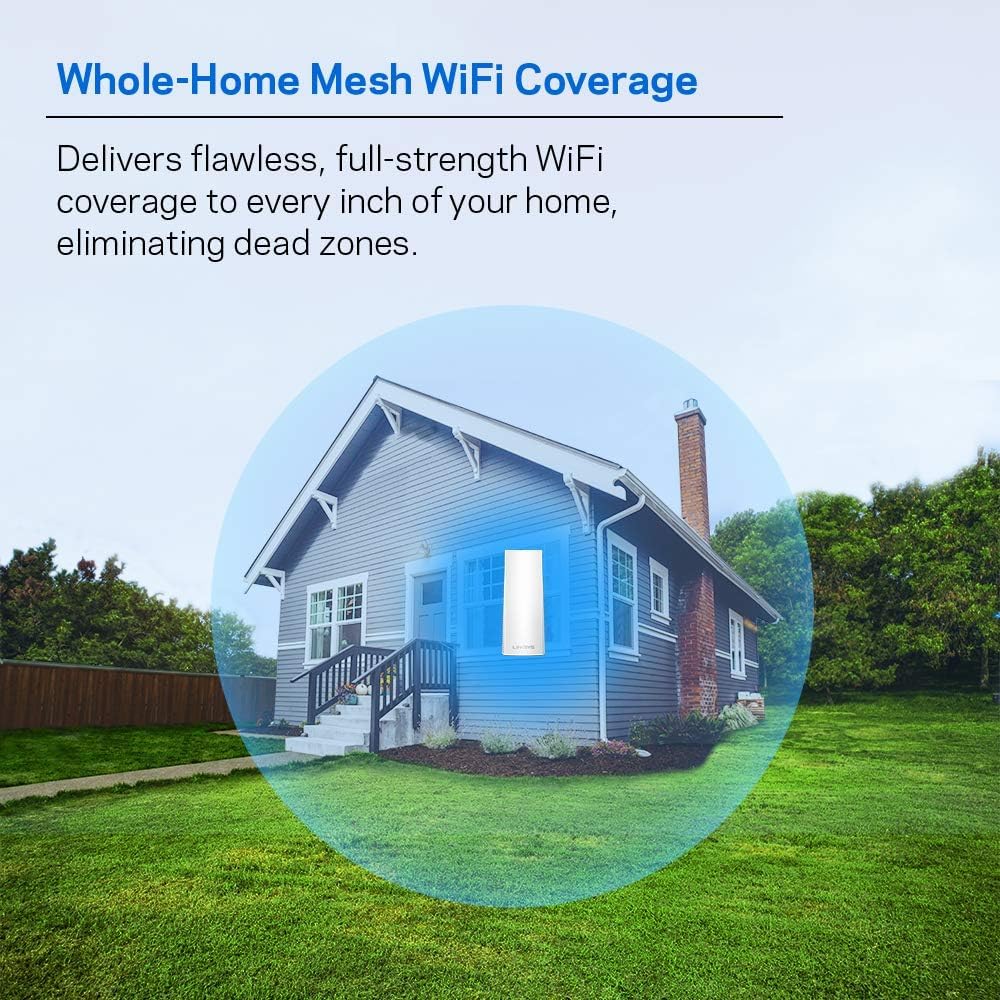 Linksys WHW0301 Velop AC2200 Tri-Band Mesh WiFi Router System - Whole Home Wireless Coverage, 3-Pack (Renewed, White) | Perfect for Large Homes, Smart Devices & 4K Streaming