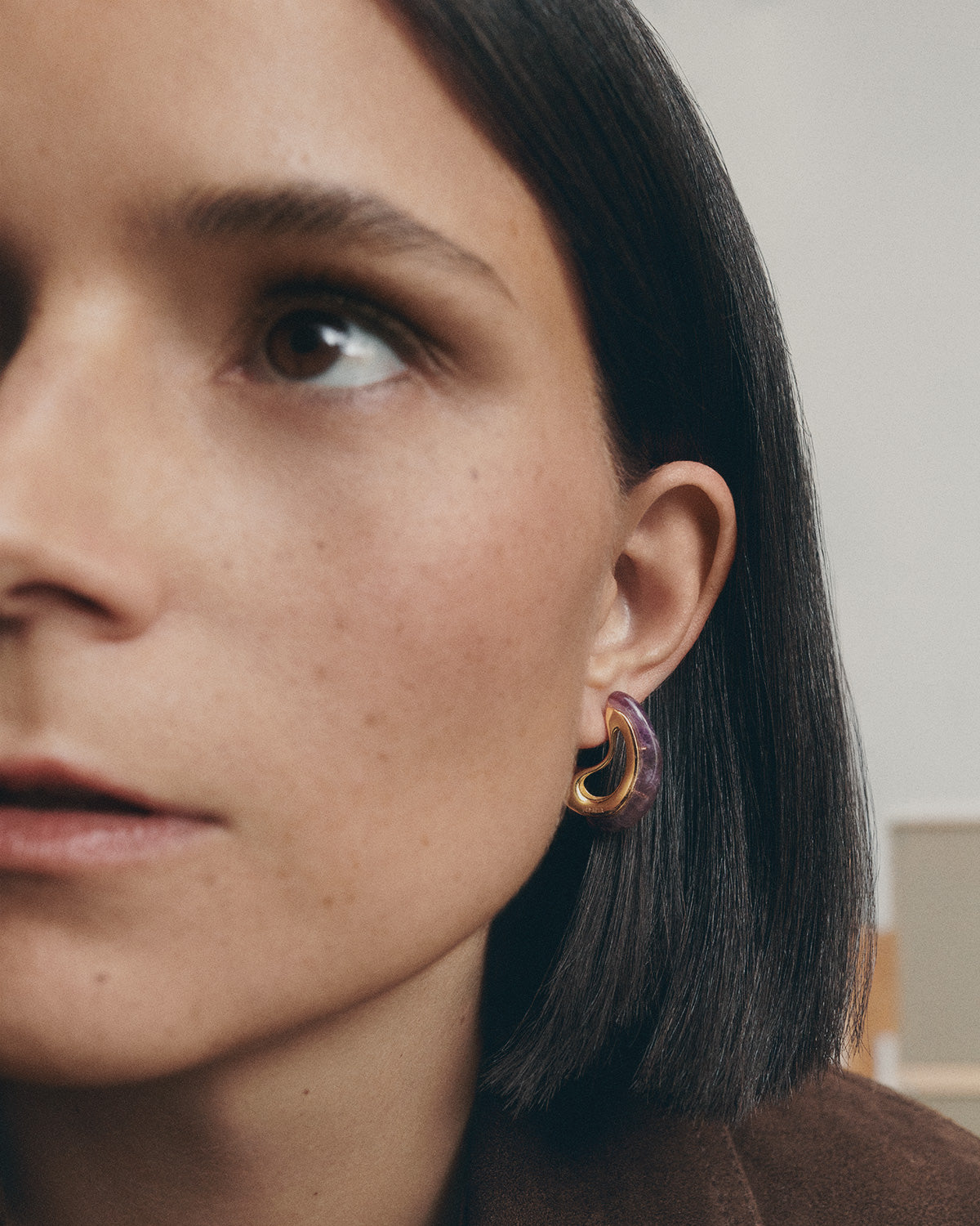 GRID 3 Amethyst Brisa Hoop Earrings for Women - Elegant Purple Gemstone Jewelry for Everyday Wear & Special Occasions