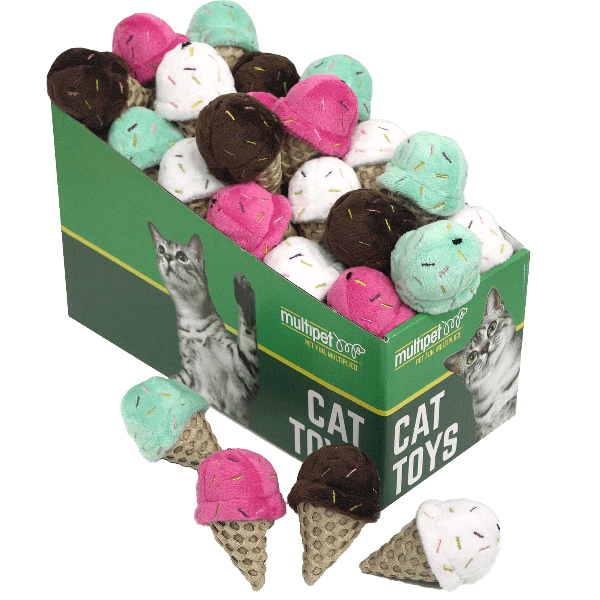 Multipet Ice Cream Cone Cat Toy - Fun Interactive Play for Kittens & Cats - Perfect for Indoor Play & Training