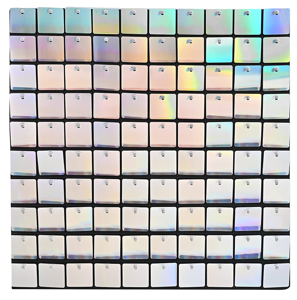Shimmer Wall Panels with Sequins Backdrop - Set of 15 Silver Decorative Panels for Home Decor, Birthday Parties, Wedding Events & Photo Shoot Backgrounds