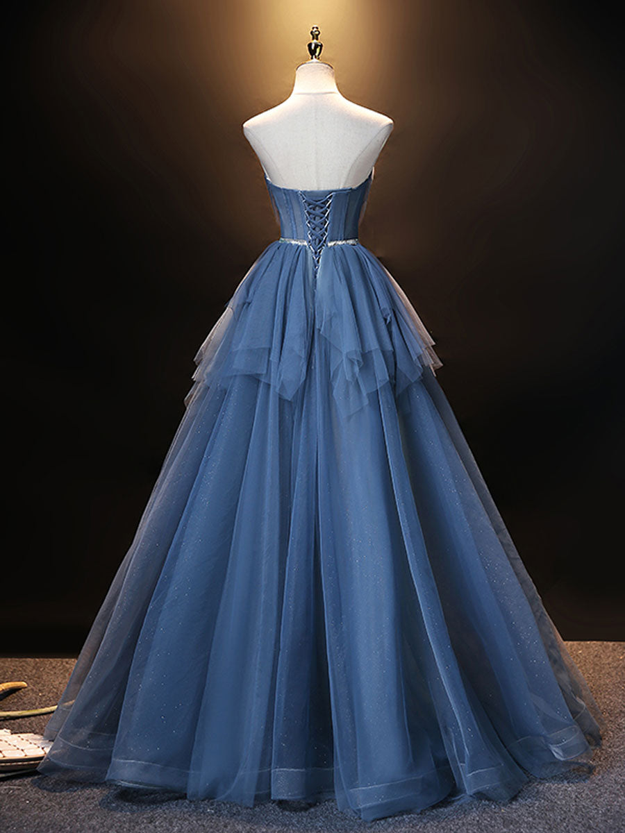 Elegant Royal Blue Sweetheart Neckline Tulle Long Prom Dress for Women - Perfect for Evening Gala, Homecoming Dance & Formal Events
