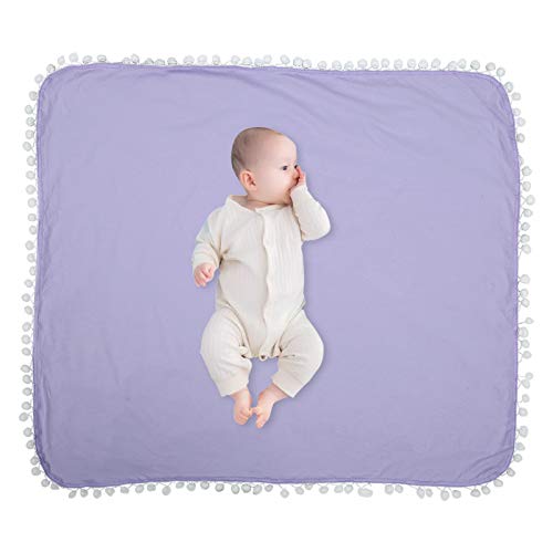 Soft Cotton Baby Swaddle Blanket - Light Purple Newborn Receiving Wrap Towel for Sleeping & Nursery (87 x 77cm) | Perfect for Swaddling, Nursing, Cuddling & Baby Shower Gifts