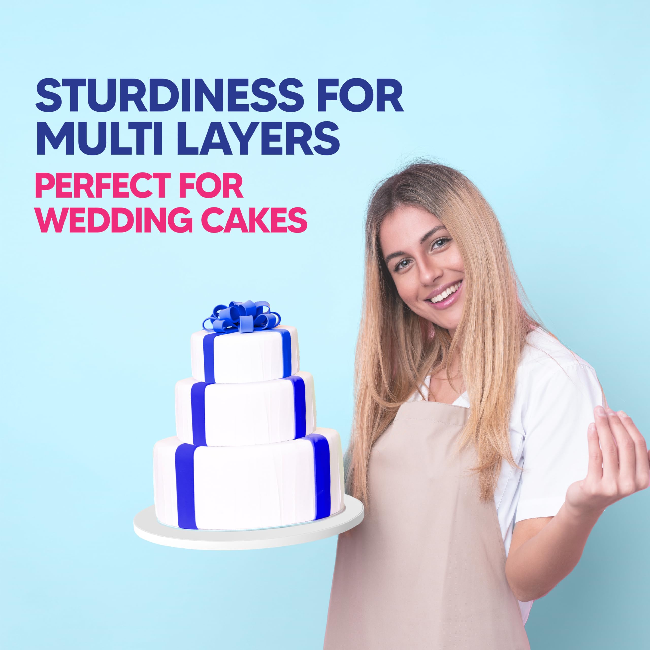 RICCLE 12 Inch Round Cake Drum Boards - Sturdy, Bend-Resistant Multi-Layered Cake Base for Professional Baking & Decorating | Smooth-Edged for Minimalist Displays | Perfect for Wedding Cakes, Birthday Parties & Dessert Displays (Pack of 3)