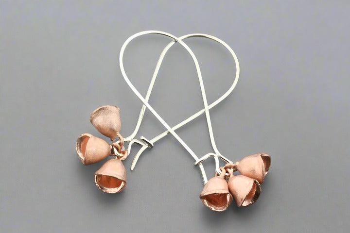 3-Piece Rose Gold & Silver Bell Earrings Set - Elegant Dangle Earrings for Women, Perfect for Parties, Weddings & Everyday Wear