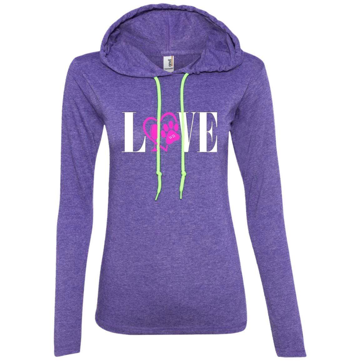 WineyBitches.co Love Paw Collection - Women's Long Sleeve T-Shirt & Hoodie with White Lettering | Perfect for Casual Wear, Pet Lovers & Wine Enthusiasts