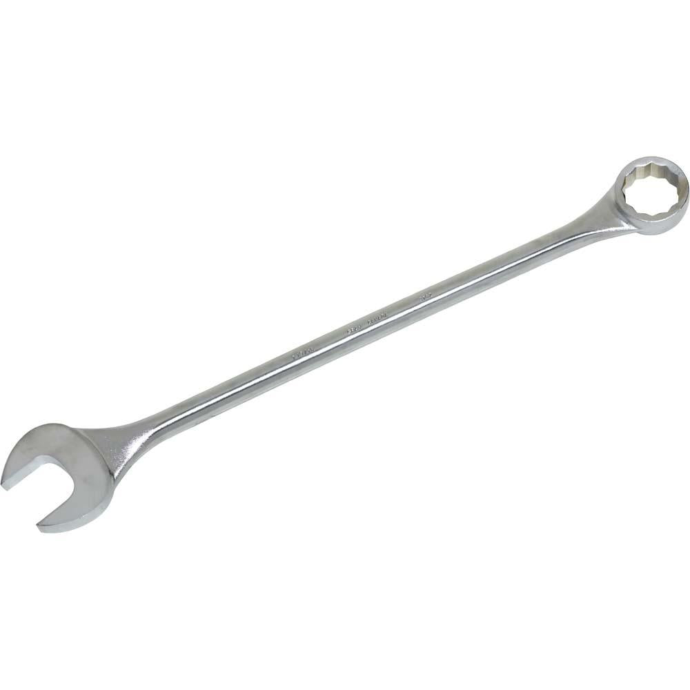 12-Point SAE Round Shank Large Combination Wrenches Set - 15° Offset Angle - Satin Chrome Finish - Ideal for Automotive Repair & Industrial Maintenance