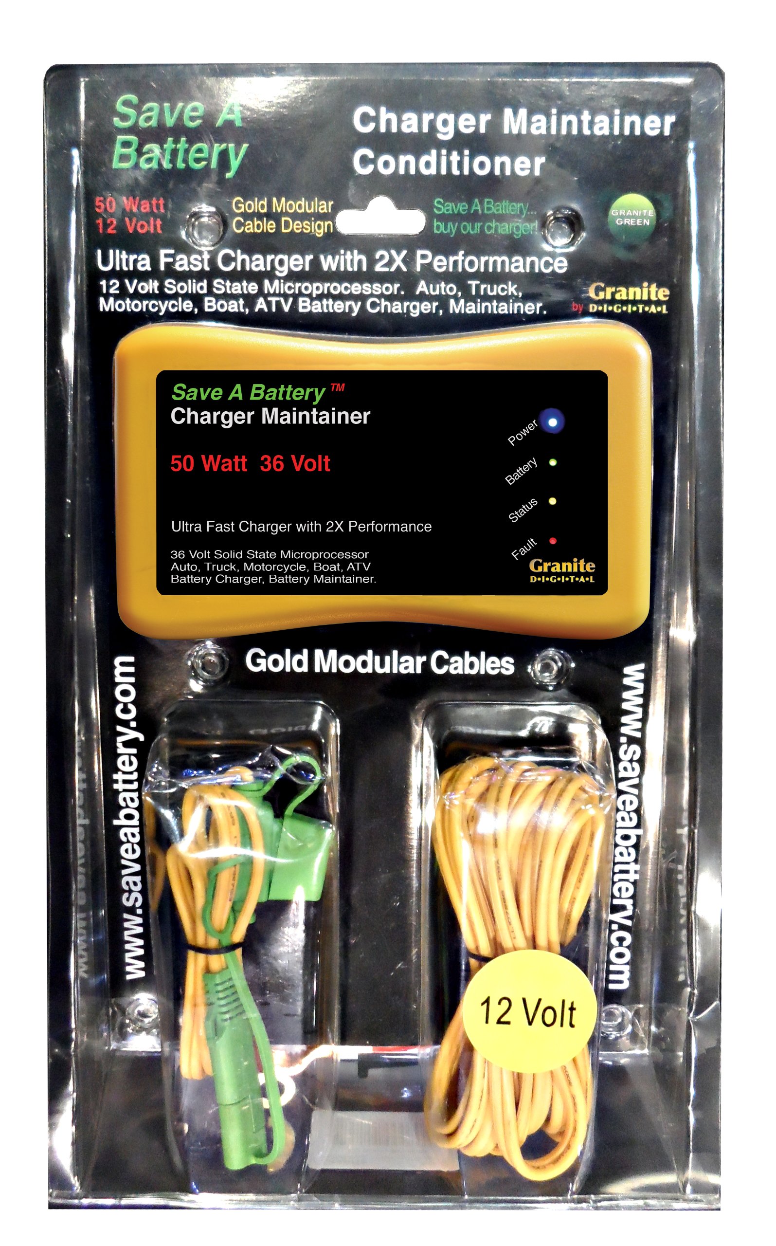 36V 50W Quick Battery Charger & Auto Pulse Maintainer for Cars, Boats, Motorcycles - Battery Saver 2365-36 - Ideal for Long-Term Storage & Winter Maintenance