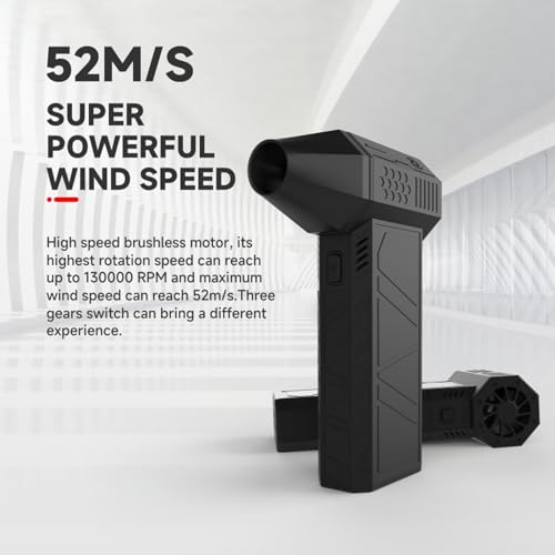 High-Speed 30000RPM USB Rechargeable Brushless Turbo Fan - 52m/s Powerful Handheld Electric Air Duster for Dust & Snow Blowing - Perfect for Computer Cleaning, Car Detailing, and Outdoor Snow Removal