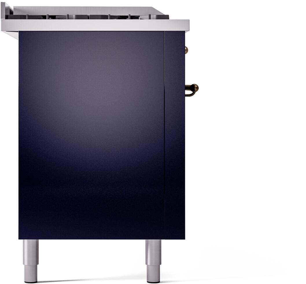 ILVE Nostalgie II 60-Inch Dual Fuel Natural Gas Range with Blue Enamel & Bronze Trim - Professional Kitchen Stove for Home Chefs (Model UP60FSNMPMBB) | Perfect for Gourmet Cooking, Baking, and Entertaining