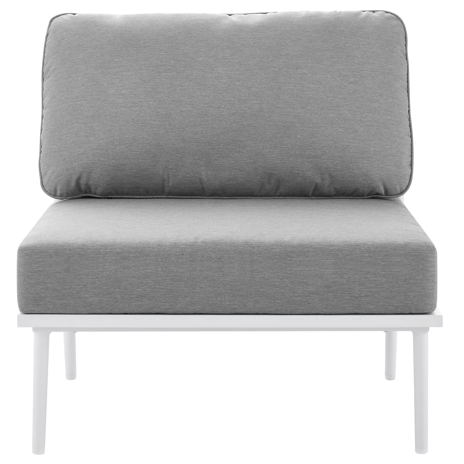 Modway Stance Outdoor Patio Armless Chair - White & Gray Woven Rope Aluminum Furniture for Garden, Poolside & Balcony Relaxation