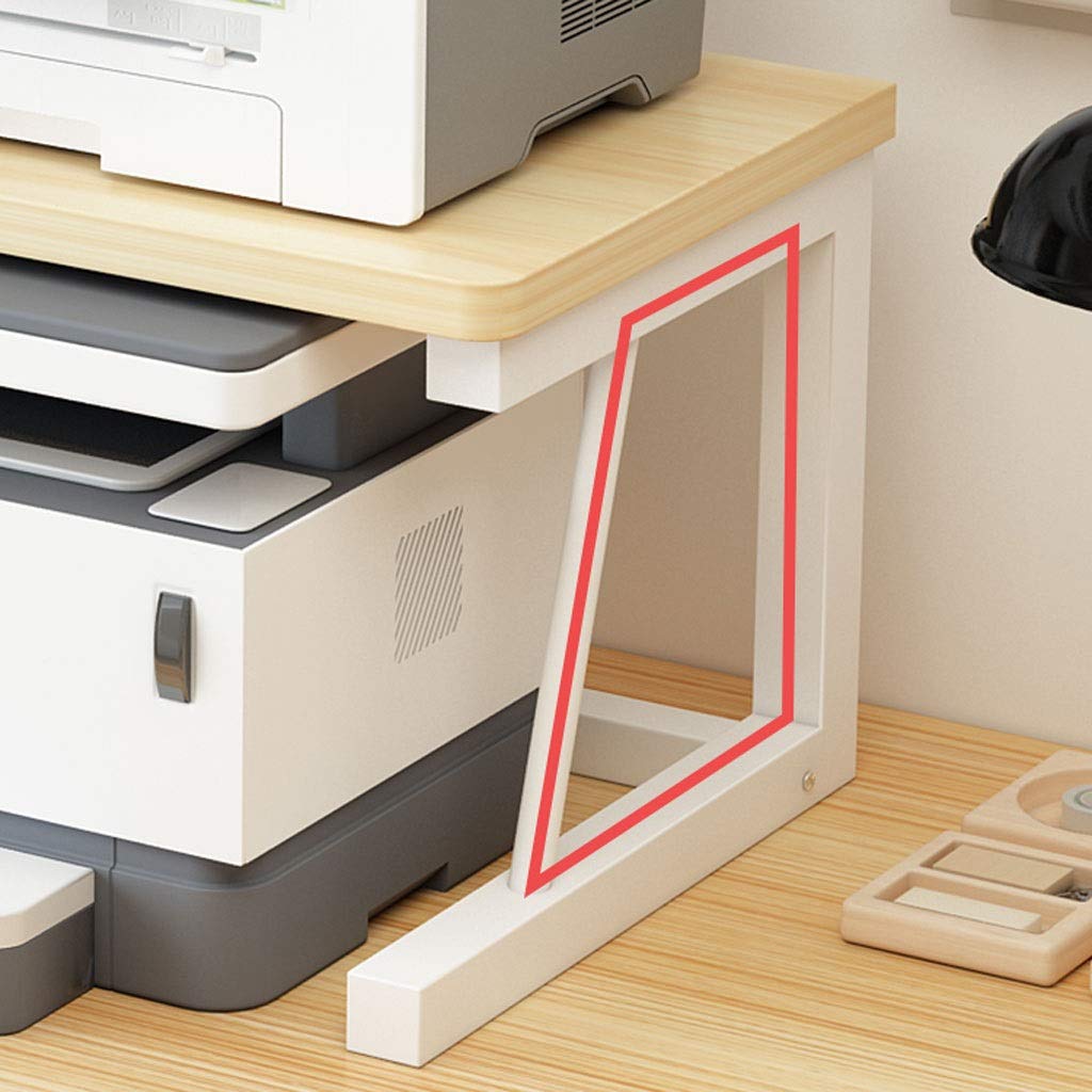 2-Tier Metal Printer Stand for Desktop - Heavy Duty Fixed Frame with Side Support for Office Fax Machine & Home Printer - Space Saving Desk Organizer (Gray) - Perfect for Home Office & Workspace Organization