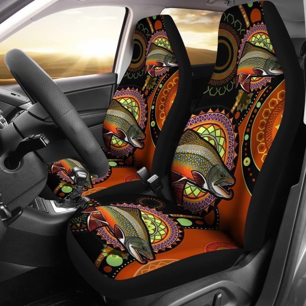 Brook Trout Ethnic Pattern Fishing Car Seat Covers - Waterproof & Durable for Trucks, SUVs, and Outdoor Adventures (182417)